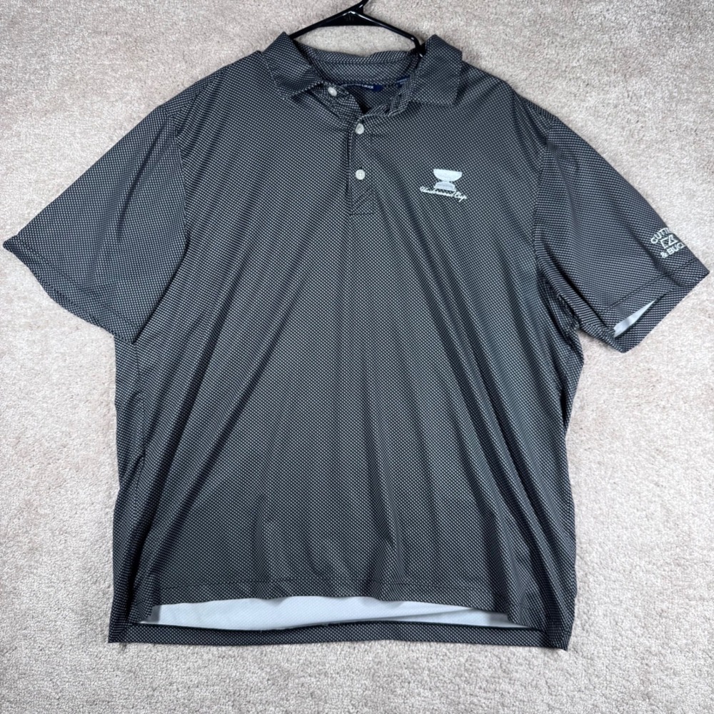 Cutter & Buck Mens XL Black White Micro Pattern Underwood Cup Golf Polo Shirt - Picture 1 of 10